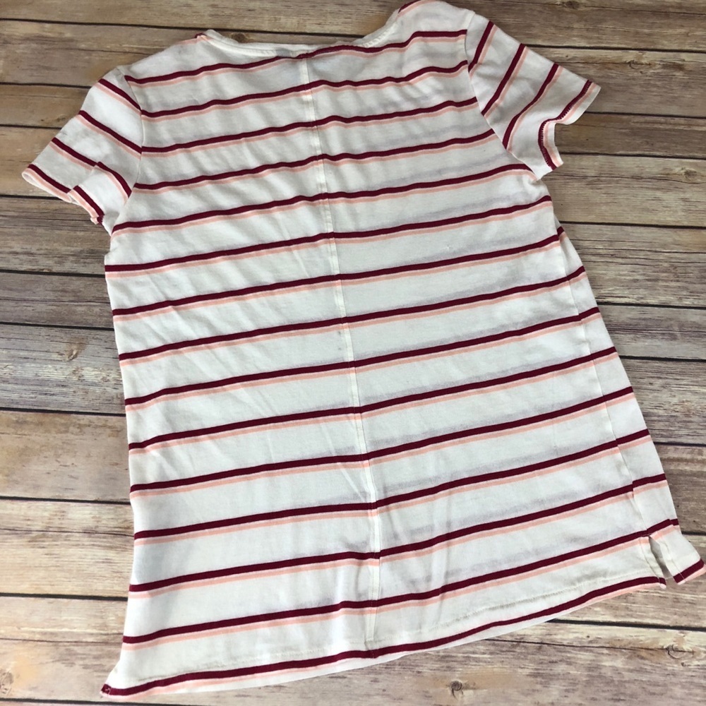 Banana Republic Burgundy & Pink Stripe Tee - Picture 4 of 4